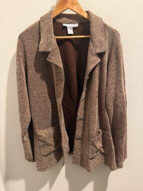Modern Soul Brown Textured Button-Front Blazer Jacket